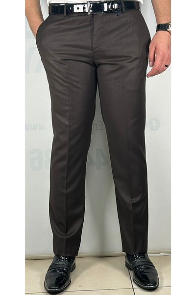 Bomonti Υψηλής ποιότητας Slim Ανδρικό Παντελόνι Καφέ Stretchy με επένδυση από ύφασμα