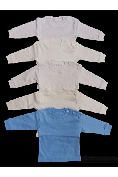 özdemirli bebe Long Sleeve Shoulder Snaps Crew Neck Baby Top (Pack of 5)
