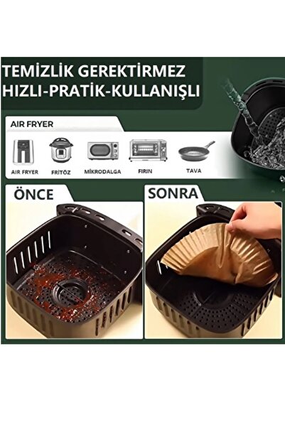 Kitchen Beauty Airfryer Pişirme Kağıdı 50 Adet Hava Fritözü Kare Model Pişirme Kağıdı Airfryer Yağsız Firitöz