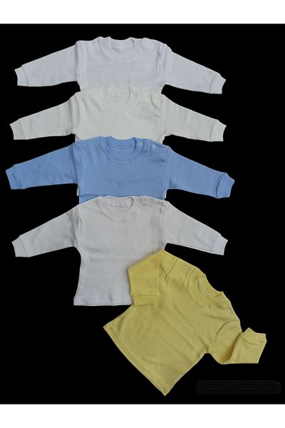 özdemirli bebe Long Sleeve Shoulder Snaps Crew Neck Baby Top (Pack of 5)