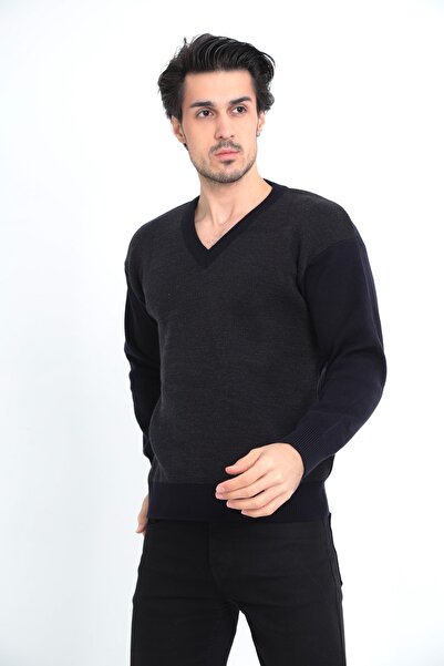 KMKkombin Батько Сталева в'язка Акрилова пряжа V-подібний комір Зимовий товстий чоловічий светр