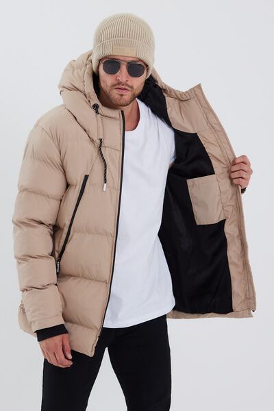 Rompasso Modonwear Ανδρική κρέμα με νερό και αντιανεμικό μακρύ μπουφάν & παλτό & Parka