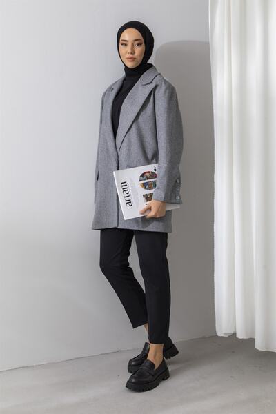 Limbamba Oversize Καπνιστό Γυναικείο Μπουφάν Stamp