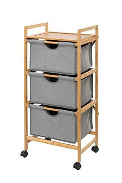 Wenko Gray Polyester Shelf Spring Laundry Cart with Wheels