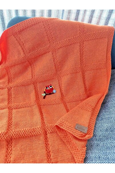 Zehhar El Örgüsü Bebek Battaniyesi 85x85 Cm Sevimli Karakter Motifli