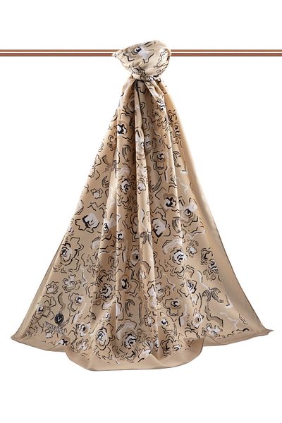 Vissona Γυναικείο Luxury Medina Silk Shawl Μπεζ - Κρεμ