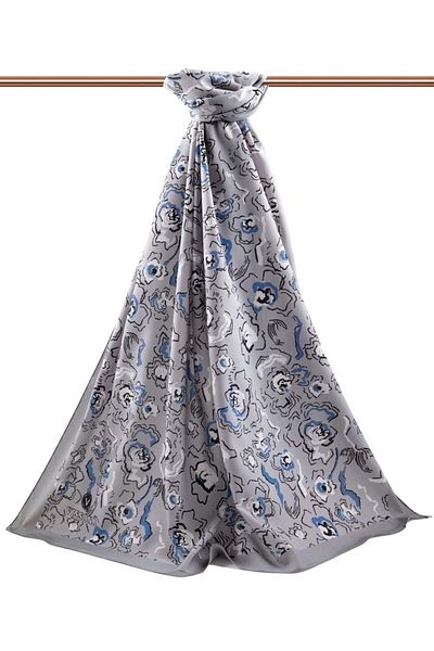 Vissona Γυναικεία Luxury Medina Silk Shawl Cream - Indigo