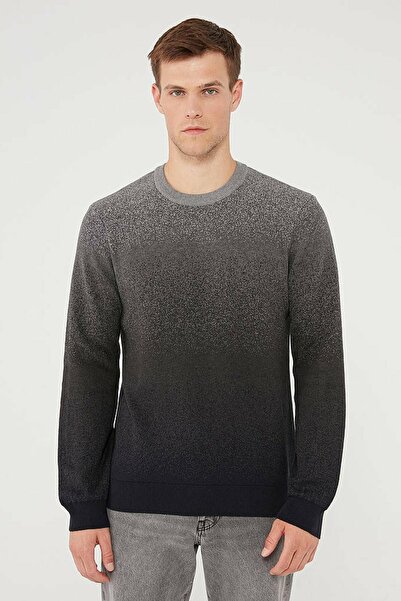 Mavi Erkek Bisiklet Yaka Gri Melanj Erkek Kazak 070779-34686