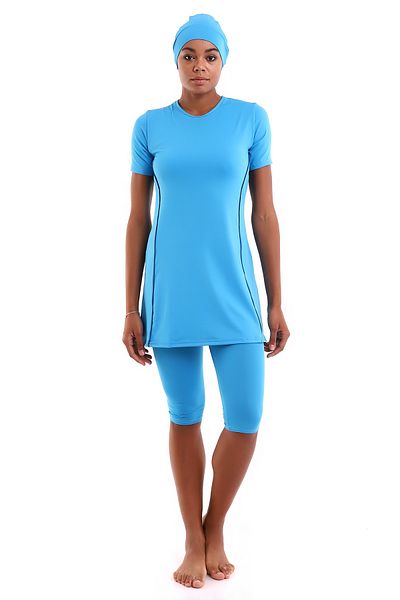 aykum Short Sleeve Semi Covered Hijab Swimsuit