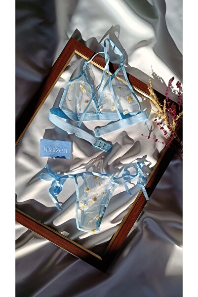 MAİZEN Σετ μπραλέτ από τούλι με μπλε μαργαρίτα