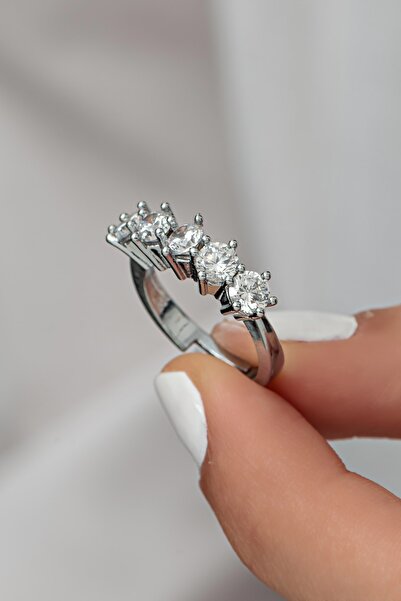 Ervanur Gümüş Kaplama Zirkon Taşlı Ayarlanabilir Beştaş Yüzük