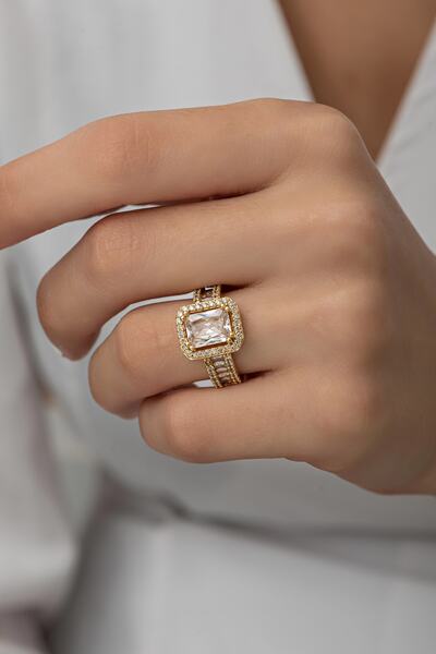 Ervanur Altın Kaplama Ayarlanabilir Baget Zirkon Taşlı Yüzük