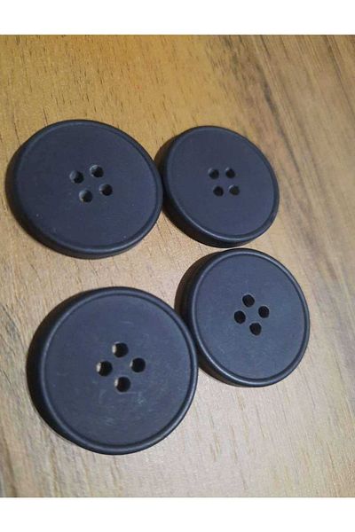 İMREN AKSESUAR 2.5 cm Matte Black Polyester Italian Button Coat - Jacket and Cardigan 1 Pack 10 Pieces