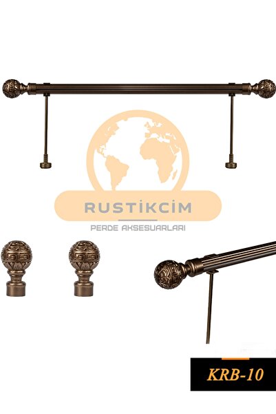 RUSTIKCIM Antik Rustik Bronz Fon Perde Askısı Krb-10 225 Cm