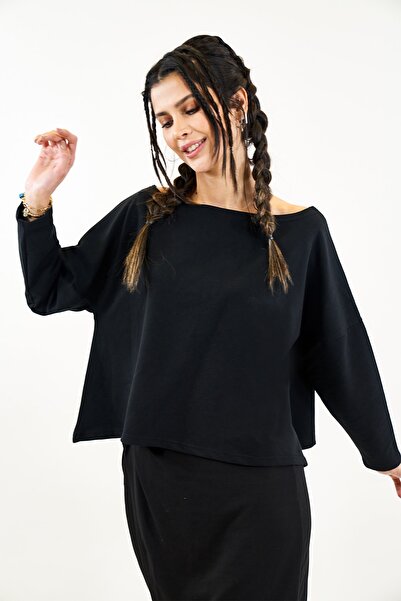 Catz Clothes Bluză neagră crop top din bumbac pieptănat