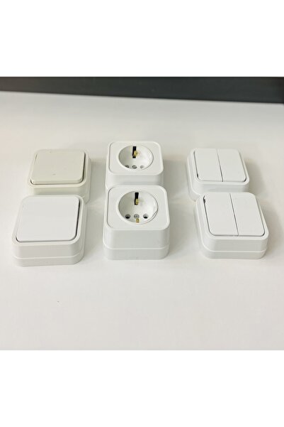 Merve Sıva Üstü 2 Adet Anahtar+ 2 Adet Topraklı Priz+2 Adet Komitatör Beyaz