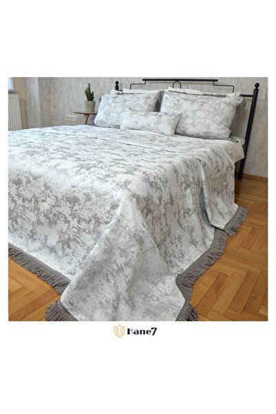 Hane7 Gray Fringed Chenille Bedspread/pike