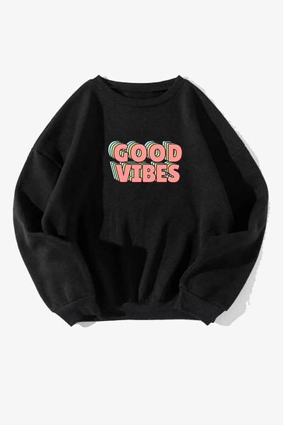 Rokeby Hanorac oversize cu imprimeu Goodvibes pentru femei