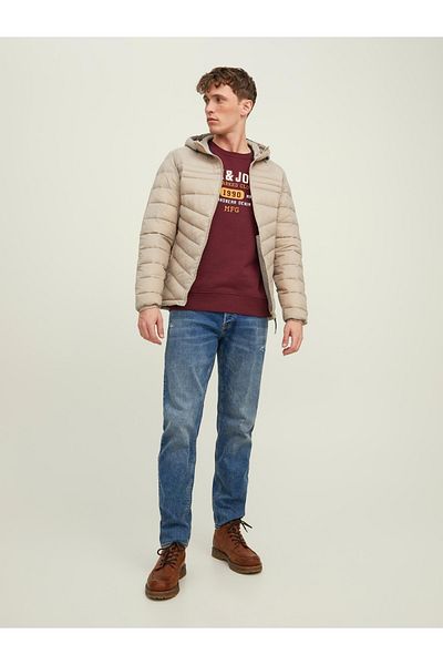 Jack & Jones Jack Jones Hero Puffer Hood Noos ανδρικό μπεζ 2 παλτό 12211785-69