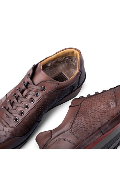 Ducavelli Muster Genuine Leather Men's Casual Shoes, Fur Inside Shoes, Winter Fur Shoes