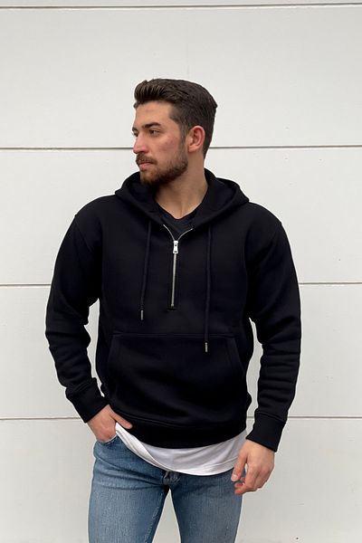 MBEY1989 Silver Zippered Cotton Hooded Sweatshirt Unisex