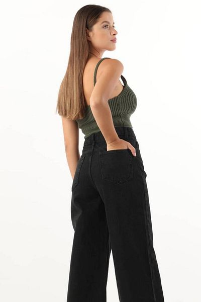 Trn JNS Cyrcus 90's Black Colorfast Loose Palazzo Wideleg Jean Power Lycra Γυναικεία ψηλή μέση