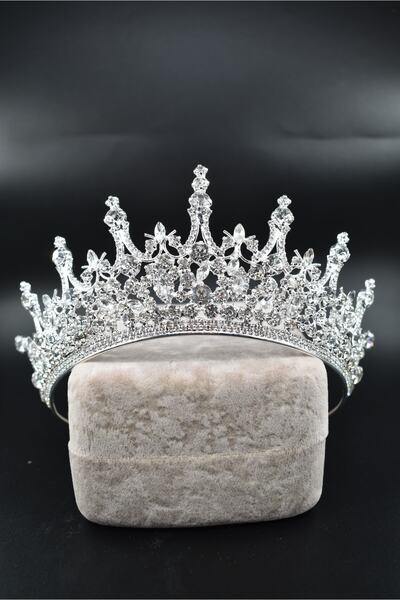 Genel Markalar Gelin Tacı Zirkon Taş Işlemeli Prenses Helena Model