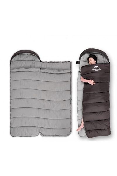Naturehike Спален чувал с качулка тип плик U150 -6°C Кафяв-десен