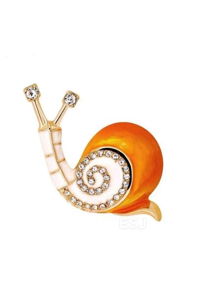 ESJ Kristal Taş Salyangoz Unisex Broş Ebat: 3,4*3,9 Cm