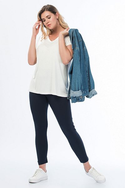 Şans Plus Size Leggings - Navy blue - Normal Waist