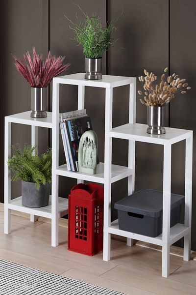 Frapan Home حامل زهور أبيض - وحدة رفوف بلاستيكية مكونة من 6 أرفف