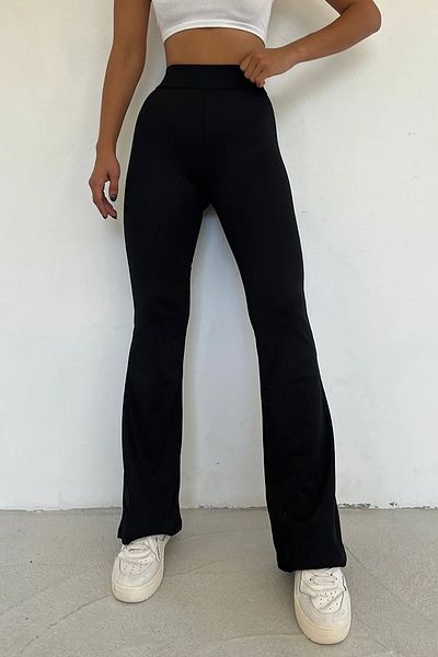 manolyabutik Women's Ribbed Leggings - Spanish Leg, Gathering Features