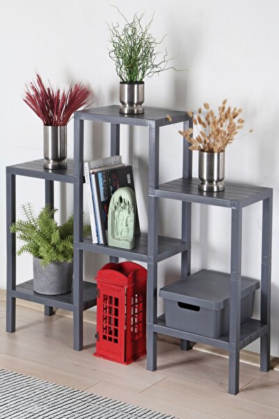 Frapan Home 6 Raflı Plastik Raf Ünitesi Saksılık Çiçeklik Saksı Standı Dekora...