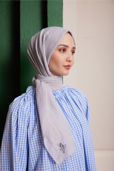 Gülsoy شال نسائي ناعم ومريح باللون الرمادي الفضي - 02