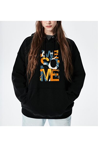 Touz Satu Moda &amp; Awesome Black Hooded Oversize Sweatshirt Hoodie