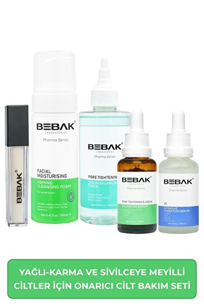 Bebak Pharma Yağlı Karma Sivilceye Meyilli Ciltler İçin Onarıcı Cilt Bakım Seti