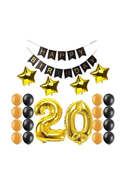 DIGERUI 20 Year Old Adult Party Set Gold 20 Year Old Birthday Set