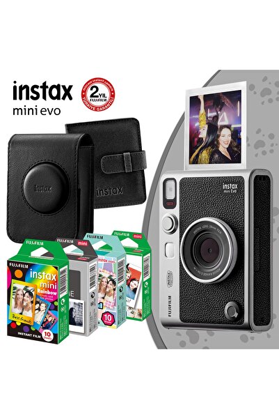 Fujifilm Instax Mini Evo Siyah Fotoğraf Makinası ve Mega Seti