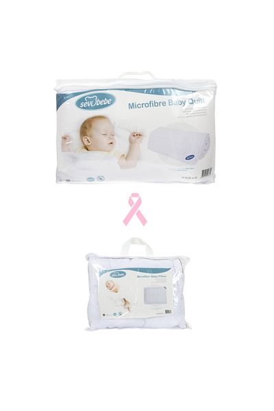 Sevi Bebe White Microfiber Quilt and Microfiber Pillow Set(duvet 95x144cm - Pillow 35x45cm)