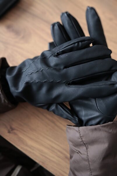 sebura Lüks Erkek Deri Eldiven Kışlık Erkek Deri Eldiven Dokunmatik Uyumlu El...