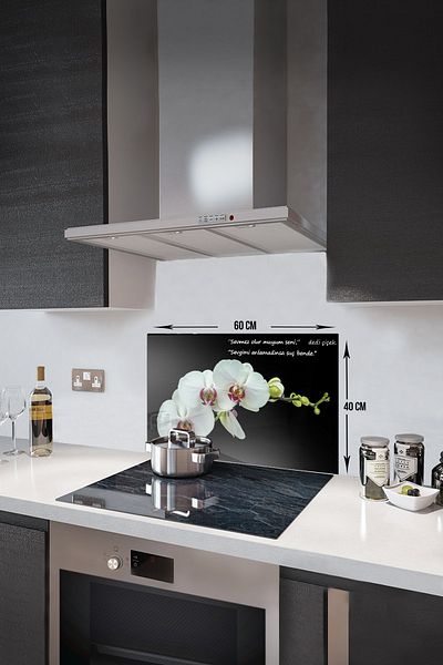 Decorita Protector de spate pentru aragaz din sticla |   Orhidee elegantă |   40 cm X 60 cm
