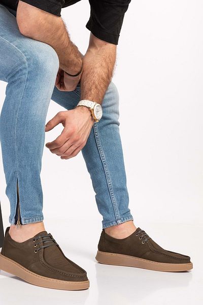 Gondol Pantofi pentru bărbați din piele naturală Src.810 - Nubuck kaki - 40
