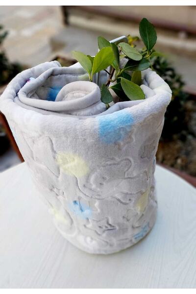 TEKSTİLCİ Colorful Dotted Embos Printed 100x120cm Plush Baby Kids Blanket