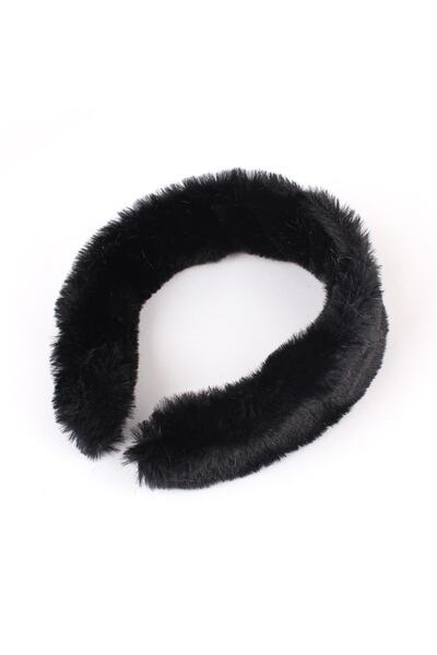 Kadın Siyah Renk Yumuşak Peluş Taç