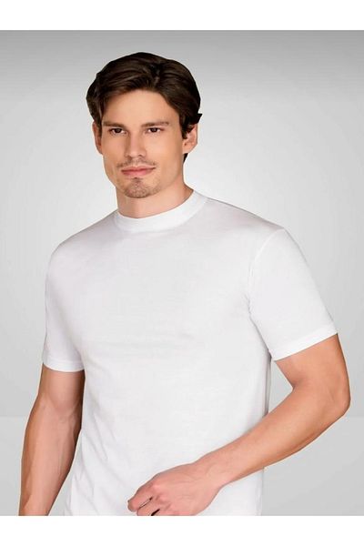 Berrak Ανδρικό εσώρουχο 6" White Crew Neck Cotton Lycra Body 1003