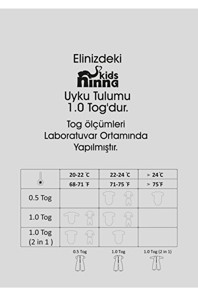 Ninna Kids 1 Tog 2 In 1 (TAK & ÇIKAR KOL) Sleepy Bunny Bebek Ve Çocuk Uyku Tulumu (UYKU SEKANSLI)