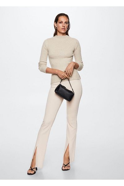 MANGO Woman Ribbed Shiny Sweater