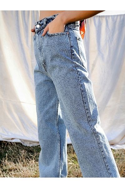 Trn JNS Pantaloni Palazzo din denim largi cu talie super înaltă din Lycra Sierra Mid Snow