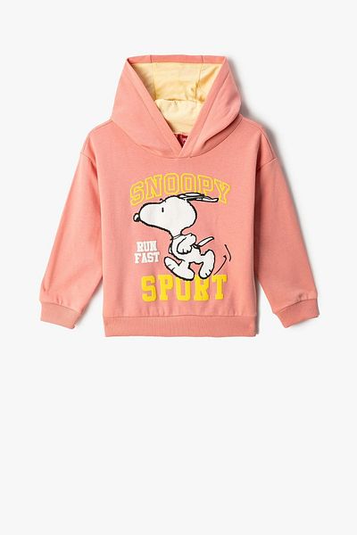 Koton Baby Boy Cotton Long Sleeve Snoopy Printed Licensed Hooded Sweatshirt 3smb10092tk