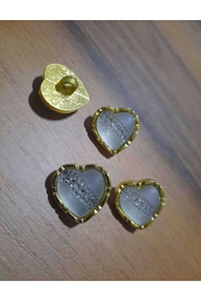 İMREN AKSESUAR Κίτρινο μεταλλικό κουμπί σε σχήμα καρδιάς με βάση 2 εκ. 1 πακέτο 5 τεμάχια
